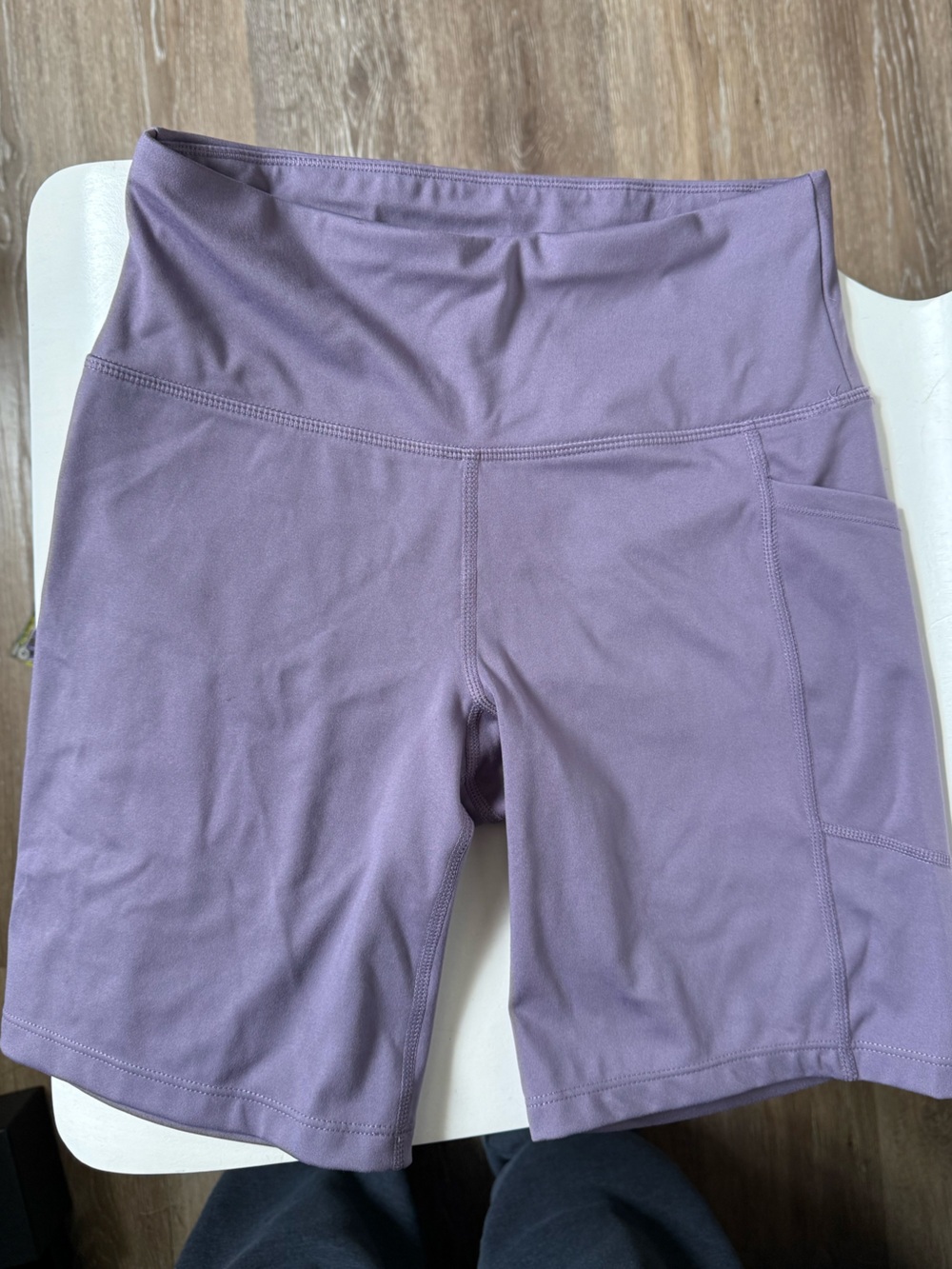 DKNY Dusty Purple Seam-Detail Active Biker Shorts